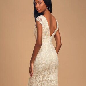 Lulus Icing on the Cake White Lace Short Sleeve Maxi Dress